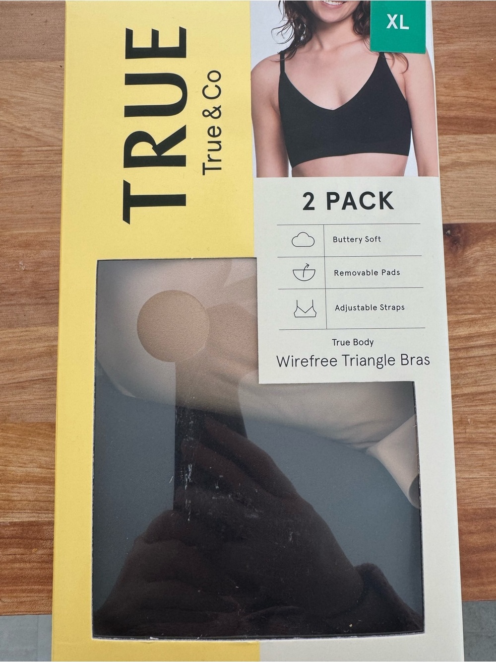 True & Co. 2-Pack Wirefree Bras Black & Nude